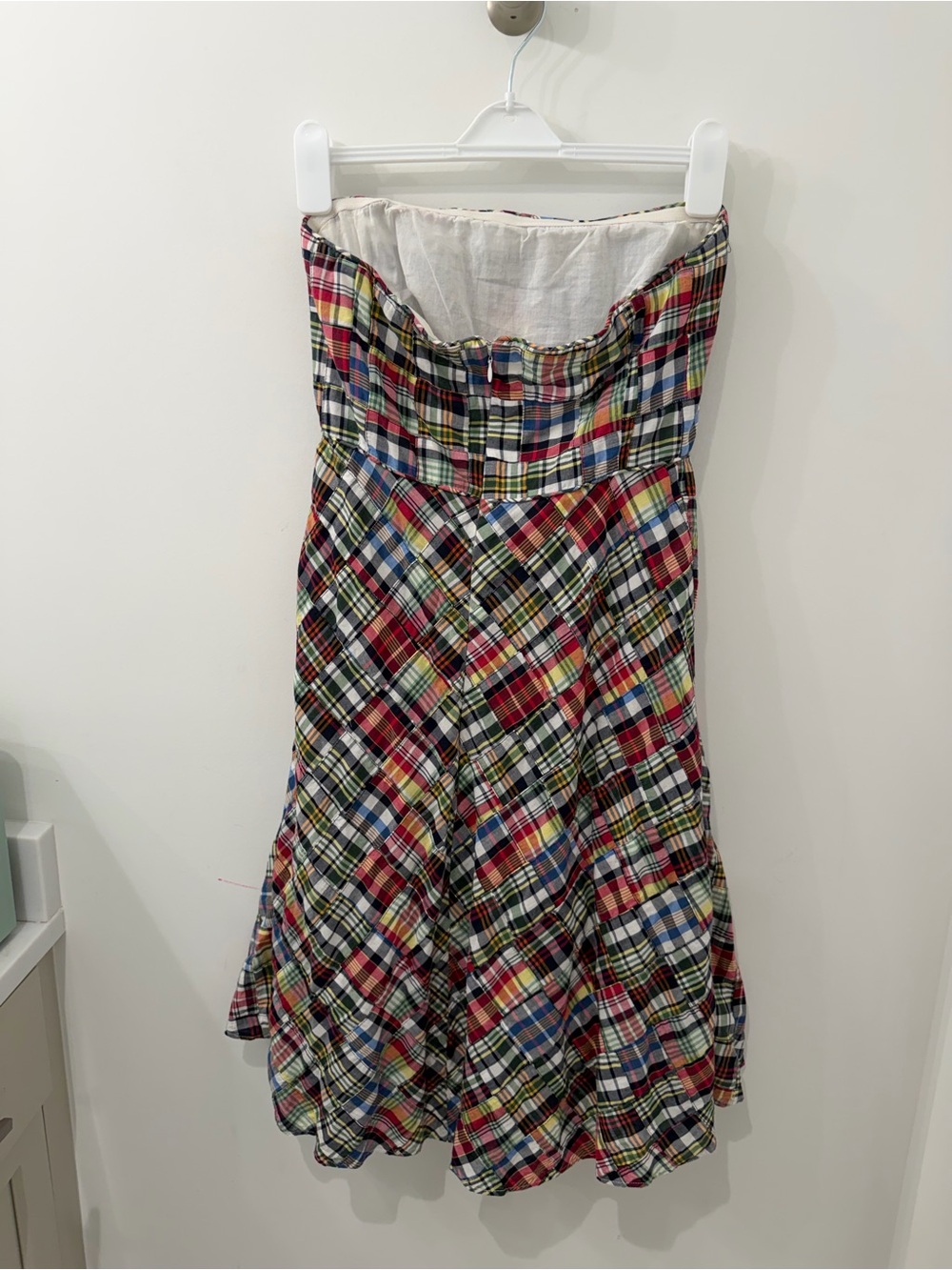 Vintage J.Crew 100% Cotton Patchwork Strapless Midi Dress, Size 8 - Picture 4 of 8